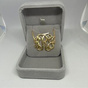 “rRj” monogram gold metal bracelet